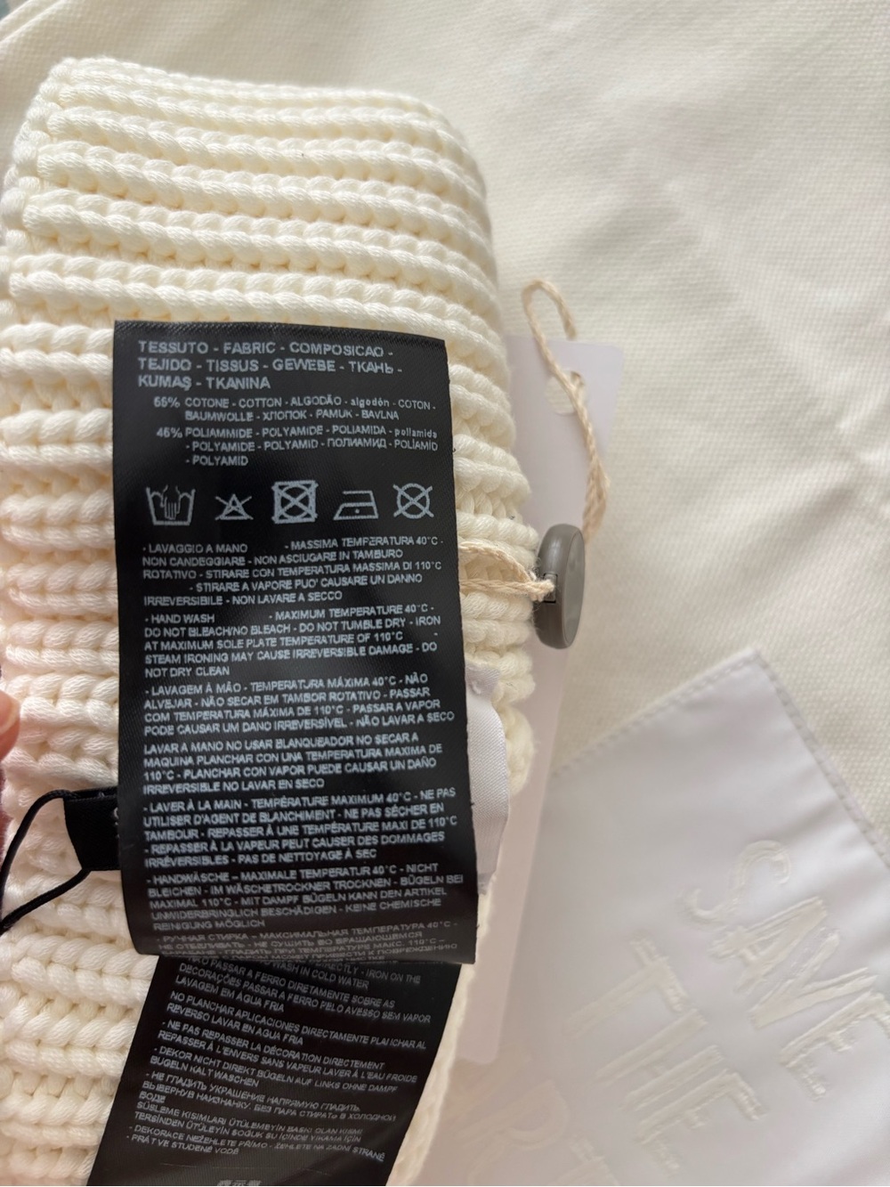 Emporio Armani Cream Recycled Canvas Tote & Knit Beanie Set - Picture 3 of 4